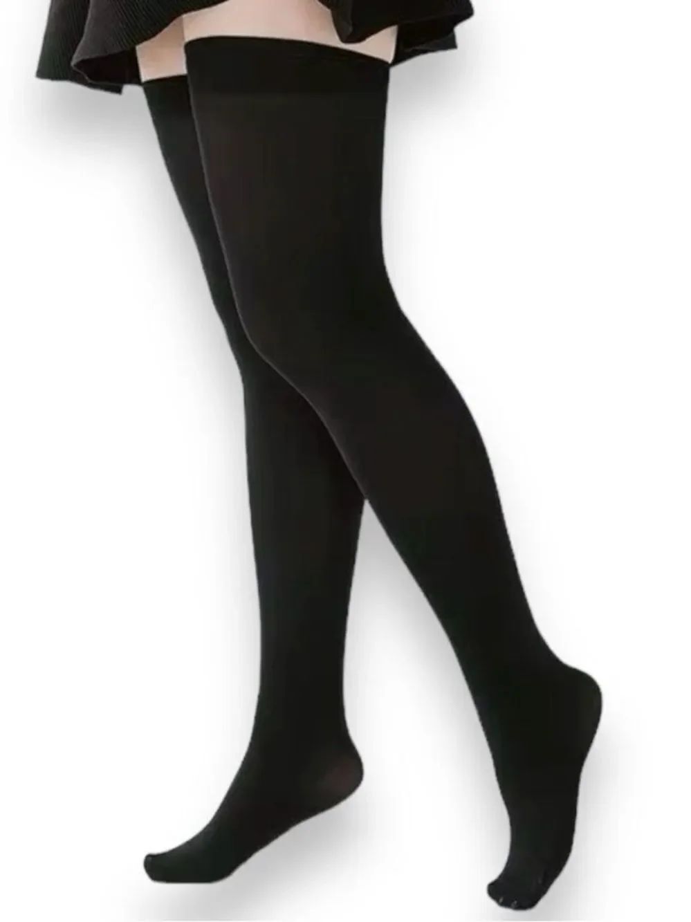 Black Opaque Over Knee Socks Plus Size Thigh High Stockings NWT